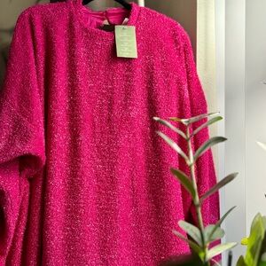 H&M Sparkly Fuchsia Textured Sweater Dress